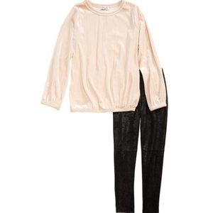 NWT Splendid Girl's Splendid Velour Tunic & Faux Leather Leggings Set $50 H202
